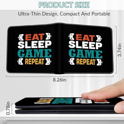 EXXBYELI Boys Wallet Gamepad Leather Wallets Credit Id Card Cash Holder Black Rfid Blocking Zipper Cute Cool Funny Aesthetic Wallets With Coin Pocket Id Window Teen Wallets for Boys Teenager Wallet - color: games-text-12