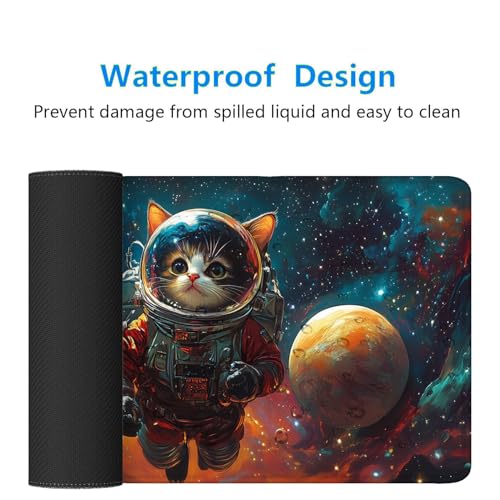 Cute Cat Desk Pad Mouse Pad 31.5 x 11.8 Inch Space Galaxy Colorful Planet Star XL Mouse Pad Large Mousepad Extended Laptop Keyboard Mat Gaming Desk Pad Mouse Mat Office Computer Keyboard Laptop Home - color: Cute Cat, size: 11.8W x 31.5L inches