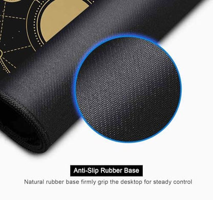 Moon Phases Large Gaming Mouse Pad, Celestial Cycle Lunar Chart Black and Gold Desk Pad, Stars in Space Horoscope Desk Mat, Mystical Astronomy Mousepad for Gamer Home&Office, 31.5x11.8 in - color: Moon Phase on Black