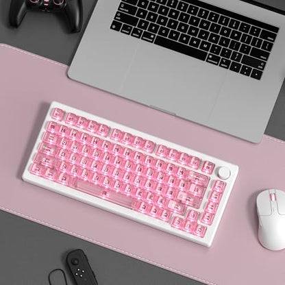 dagaladoo Clear keycaps,Transparent Keyboard keycaps,Jelly Key caps Set,Shine Through keycap，MDA Profile Keyboard caps for Mx Switches Mechanical Keyboard(Pink) - color: Pink