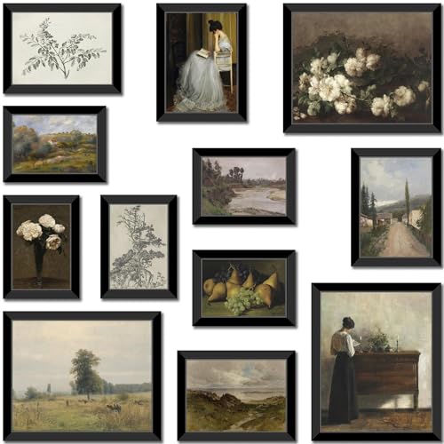 MAZUKO 12 Pcs Vintage Wall Art Decor, Vintage Art Prints, Posters for Room, Wall Print for Bedroom, Wall Art Prints, Moody Maximalist Bedroom Decorations (UNFRAMED) - color: Vintage 1, size: 8 x 10 inches