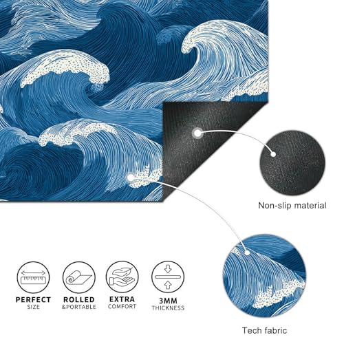 HOMETITUTE Ocean Wave Line Art XL Mouse Pad Gaming Mousepad 31.5x11.8 Inch Non-Slip Keyboard Desktop Protector Mat Diatomite Large Mouse Pad for Home and Office Desk Accessories - color: Ocean Wave Line Art