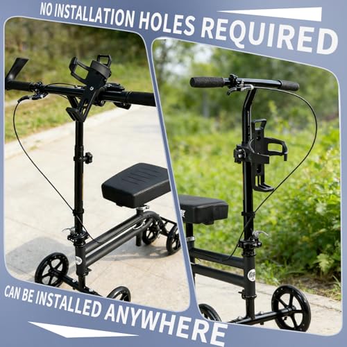 Knee Scooter Cup Holder,Black | 360° Rotatable, Cup Holder for Knee Scooter for Foot Injuries, Broken Ankle,1-Pack