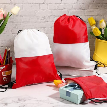 Yiyiring 16 Pcs Cartoon Drawstring Backpack Pkmn Beach Drawstring Bags Animation Birthday Decoration for Kids Cartoon Animation Themed Party Birthday Favor Supplies (Red White) - style: Red White