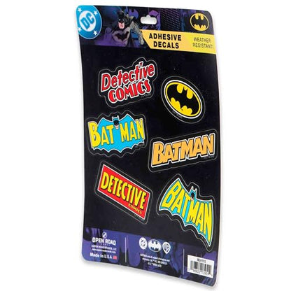 DC Comics Batman Logos Adhesive Vinyl Decals - Nostalgic Set of Batman Stickers for Car, Water Bottle or Laptop, 1 Pack (6 Count) - color: Black/Red