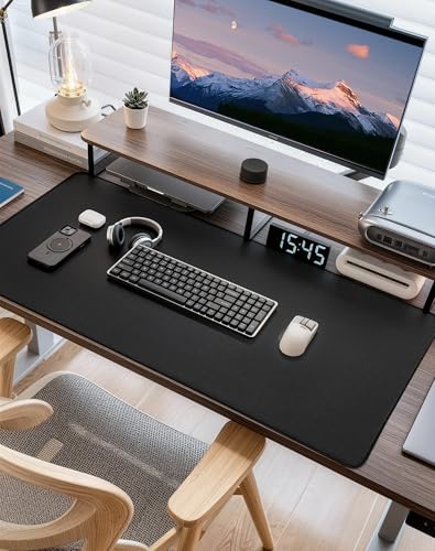 Reniteco Large Gaming Mouse Pad with Durable Stitched Edges, Non-Slip Rubber Base, Big Computer Keyboard Mouse Mat Desk Pad for Home Office Gaming Work, 27.6''x11.8''x0.12'', Black - color: Black, size: 27.6''x11.8''x0.12"