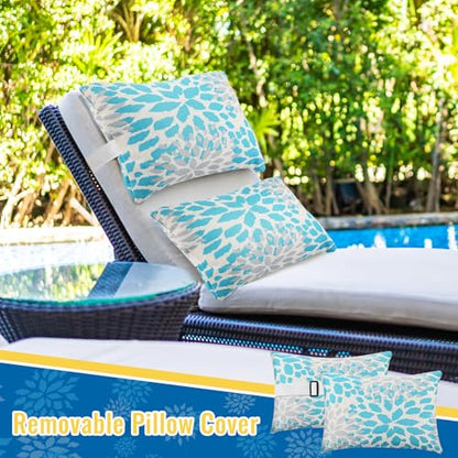 Juexica 2 Pack Chaise Lounge Pillow with Strap Outdoor Waterproof Beach Chair Neck Headrest Pillow Adjustable Elastic Band for Hammock Lumbar Recliner Pillows for Patio Pool Chair(Advanced Style) - style: Advanced Style