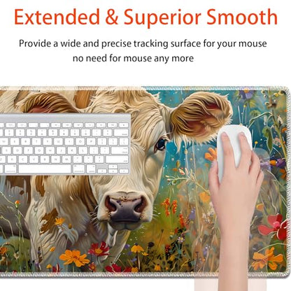 MTG Playmat, Smooth Surface Game Play Pad MTG TCG 24 x 14 inch with Storage Bag, Non-Slip Mouse Pad Card Fighting Game, Flowers and Cattle - color: Flowers and Cattle