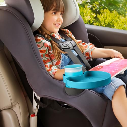 Munchkin Carseat Tray with Miracle 360 Sippy Cup for Toddlers 1-3 - Travel & Road Trip Accessory for Kids, Mess-Free Snacking and Spill Proof Drinking in The Car, Blue - color: Blue