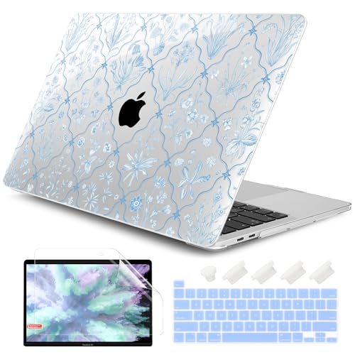 DONGKE Compatible with MacBook Pro 13 inch Case 2024 2023-2020 Release A2338 M2/M1 A2251 A2289 with Retina Display & Touch ID, Plastic Hard Shell & Keyboard Cover & Screen Film - Millefleurs - color: Millefleurs