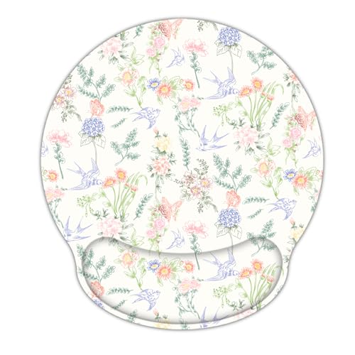 RICHEN Ergonomic Mouse Pad with Wrist Support,Non-Slip Rubber Base for Computer Laptop & Mac,Lightweight Rest for Home,Office & Travel (Flowers Swallows) - color: Flowers Swallows
