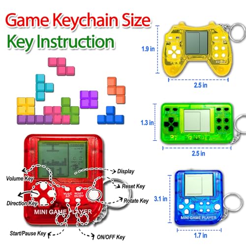 25Pcs Video Game Keychain Video Game Party Favors Video Game Party Supplies 3 Styles Mini Game Console Fidget Toys Bulk for Kids Classroom Prizes Goodies Bags Stuffer Backpack Keychain