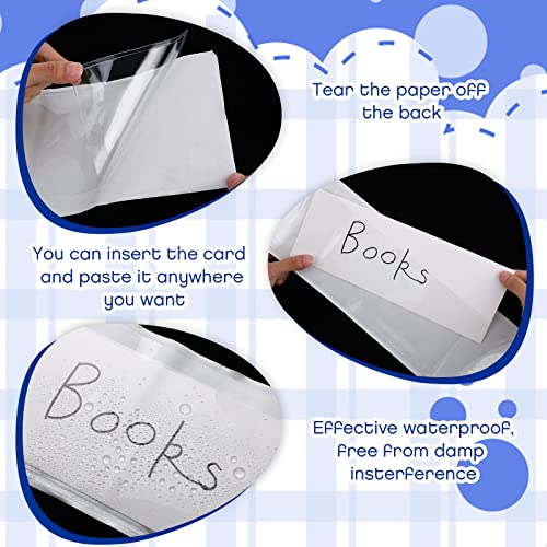 Chinco 30 Pcs Self Adhesive Pockets, Bin Labels for Storage Bins, Clear Pocket Label Sleeves, Plastic Index Card Holder with Top Open for Organizing Bins Box Drawer(18 x 4 Inches) - size: 18 x 4 Inches