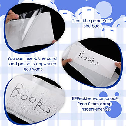 Chinco 30 Pcs Self Adhesive Pockets, Bin Labels for Storage Bins, Clear Pocket Label Sleeves, Plastic Index Card Holder with Top Open for Organizing Bins Box Drawer(18 x 4 Inches) - size: 18 x 4 Inches