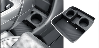 BIBIBO for 2026 Hyundai Palisade Center Console Organizer 2026 Hyundai Palisade Lower Center Console Organizer+ Insert Cup Holder& Wireless Charging Mats 2026 Palisade Console Insert Tray - color: Black-(Cup Holder+Console Under Tray)