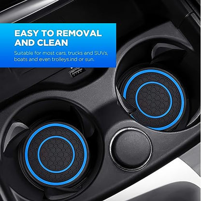 2 PCS Car Cup Holder Coaster,Car Coasters Cup Mats,2.75 Inch Universal Car Cup Coasters,Non-Slip Anti Dust Mats Cup Holder Insert Coaster, Suitable for Most Car Interior (Blue) - color: Blue