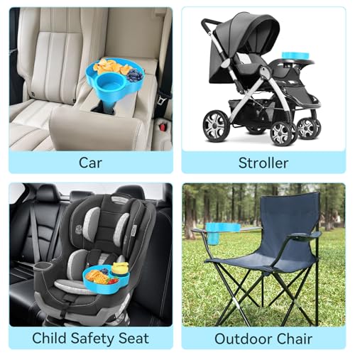 Car Seat Cup Holder for Kids - Kids Travel Tray with Snack Tray, CarSeats Snack Trays for Toddler, Car Cup Holder for Safety Seats, Fits Stroller & Booster (bluegray) - color: bluegray