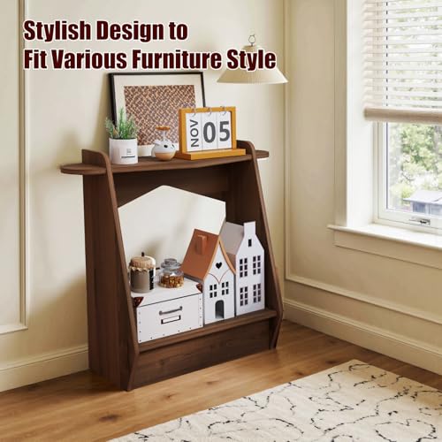 Pmnianhua Wood Console Table, 2-Tier Accent Storage Sofa Table, Wooden Farmhouse Entryway Organizer Shelf for Entrance, Hallway, Living Room, Bedroom(White)