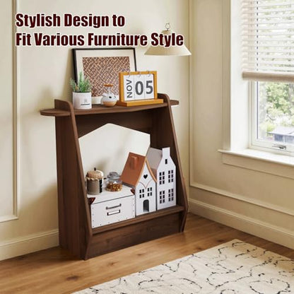 Pmnianhua Wood Console Table, 2-Tier Accent Storage Sofa Table, Wooden Farmhouse Entryway Organizer Shelf for Entrance, Hallway, Living Room, Bedroom(White)