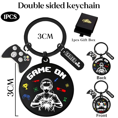 Video Game Gifts Keychain, Gamer Keyring Controller Metal Charm, Fun Gaming Key Chain Gift for Boys Game Players Lover Teens