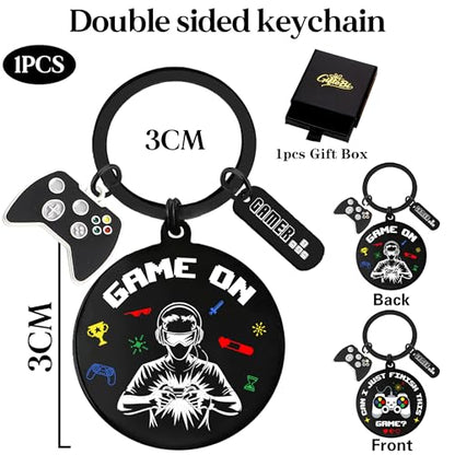 Video Game Gifts Keychain, Gamer Keyring Controller Metal Charm, Fun Gaming Key Chain Gift for Boys Game Players Lover Teens