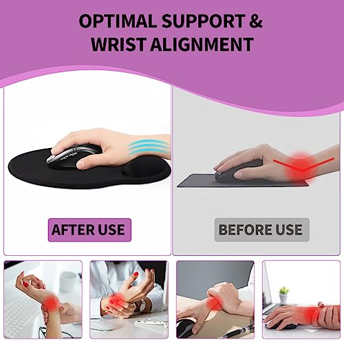 eulps Mouse Pad with Wrist Rest, Comfortable Computer Mousepad with Gel Wrist Support Smooth Surface and Non-Slip PU Base for Pain Relief, Laptop, Office & Home (Mauve Twilight) - color: 04Mauve Twilight