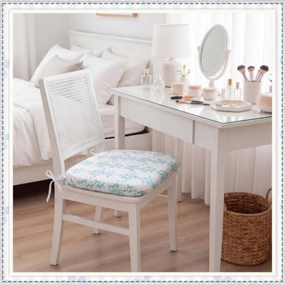 6 Pack Grandmillenial Chair Cushions for Dining Chairs 17" x 16" x 2" D-Shaped Breathable Blue and White Floral Linen Kitchen Chair Pads with Ties Washable Non Slip Seat Cushion - style: Floral