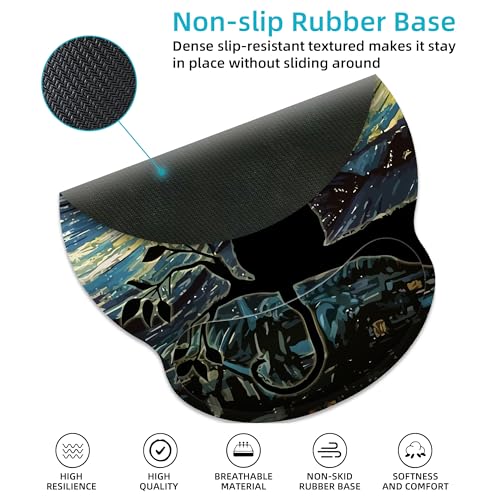 Ergonomic Mouse Pad with Wrist Support,Aesthetic Black Cat Mouse Pad with Wrist Rest,Relieve Wrist Pain Mousepad Non-Slip Rubber Base,Cute Mouse Pads for Desk,Computers,Laptop,Office,Accessories - color: Aesthetic Black Cat