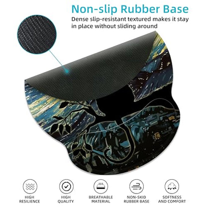 Ergonomic Mouse Pad with Wrist Support,Aesthetic Black Cat Mouse Pad with Wrist Rest,Relieve Wrist Pain Mousepad Non-Slip Rubber Base,Cute Mouse Pads for Desk,Computers,Laptop,Office,Accessories - color: Aesthetic Black Cat