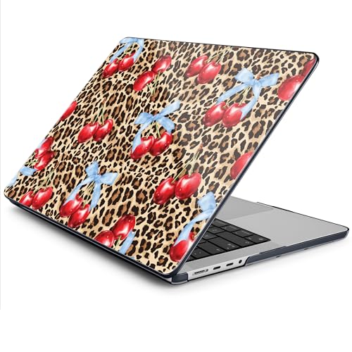 DONGKE Compatible with MacBook Pro 16 Inch Case (2026-2021 Release, M5 M4 M3 M2 M1 Pro/Max Chip), Plastic Hard Shell Cover with Keyboard Cover & Screen Protector for MacBook Pro 16", Leopard & Cherry - color: Leopard & Cherry