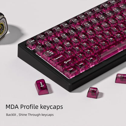 dagaladoo Clear keycaps,Transparent Keyboard keycaps,Jelly Key caps Set,Shine Through keycap，MDA Profile Keyboard caps for Mx Switches Mechanical Keyboard(Fuchsia) - color: Fuchsia