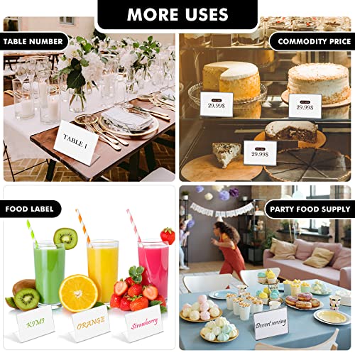 Teling 3.5 x 2.5 Inch Acrylic Business Card Holder Slant Back Sign Holders Clear Name Display Mini Acrylic Stands l Shaped Display Stand for Classroom Home Office Decorating Supplies(48 Pcs)