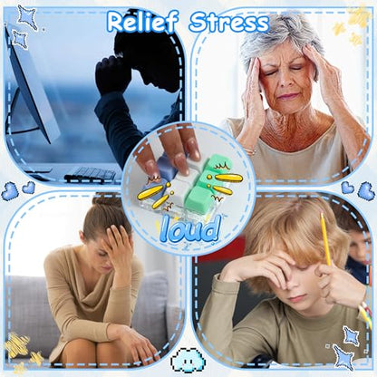 Keyboard Fidget Toy, Keyboard Keychain Fidget Toys, 9-in-1 Clicker Fidget Toy, Stress Relief Desk Decompression Button, Anxiety Relief Valentine's Day Gifts (3 Color-Blue White Green) - color: 3 Color-blue White Green