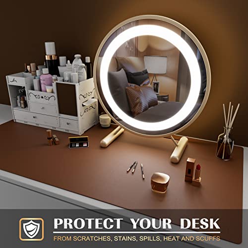 K KNODEL Small Office Leather Desk Mat, Mouse and Keyboard Pad, Computer and Laptop Mat, Desktop Protector and Cover, Writing Pad and Blotter (23.6"x13.8", Brown) - color: Brown, size: 23.6" x 13.8"