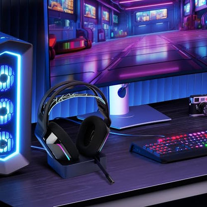 GEEKRIA Headphones Charging Stand for Logitech G733 Lightspeed Wireless Gaming Headset, 3D Printed Resin Magnetic Dock, Gaming Headset Base (Black)