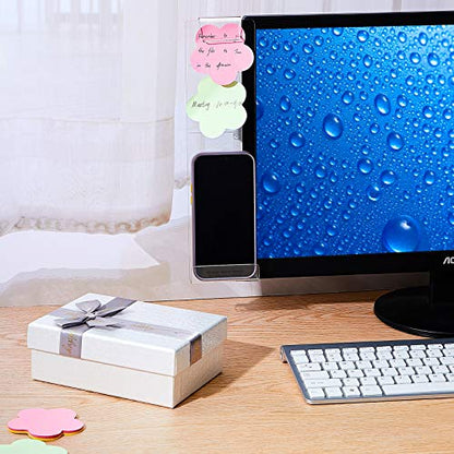 Zonon 2 Pcs Monitor Memo Board with Phone Holder, Clear Acrylic Computer Message Side Panel, Multifunctional Desktop Sticky Note Holder for Office Home, Left & Right