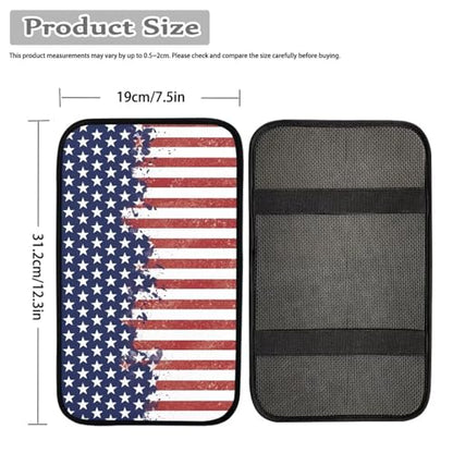 Wanyint Car Center Console Cover, 4th of July Patriotic Armrest Cover Auto Armrest Cushion Seat Box Pad Unversal Fit for Most Trucks SUV Sedans, American Flag Splatter - color: American Flag Splatter