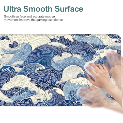 Ocean Waves Extended Gaming Mouse Pad 35.4 x 15.7 Inch – Stylish Desk Mat for Gaming, Office, and Study with Non-Slip Rubber Base - color: #41, size: 35.4 x 15.7 Inch