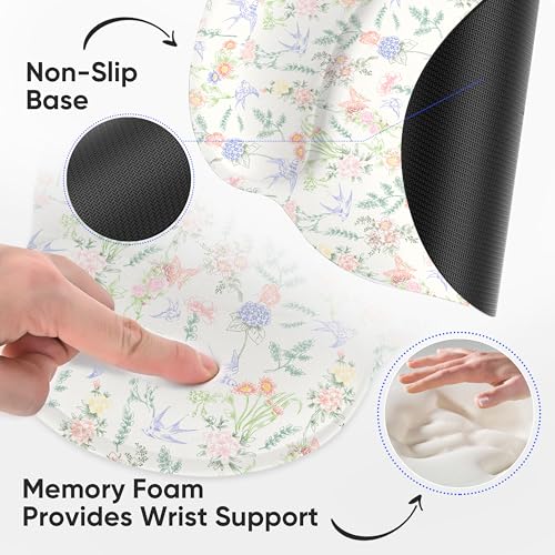 RICHEN Ergonomic Mouse Pad with Wrist Support,Non-Slip Rubber Base for Computer Laptop & Mac,Lightweight Rest for Home,Office & Travel (Flowers Swallows) - color: Flowers Swallows