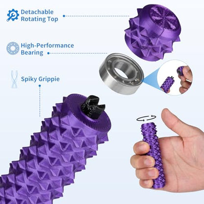 Little Ouchies Pain Stim Fidget Toy, 3D Printed Pocket Spiky Keychain with Clicker Button Spinner Sensory Toys for Anxiety Focus & Stress Reduction Novelty Gifts(Silk Purple+Red) - color: Silk Purple+red