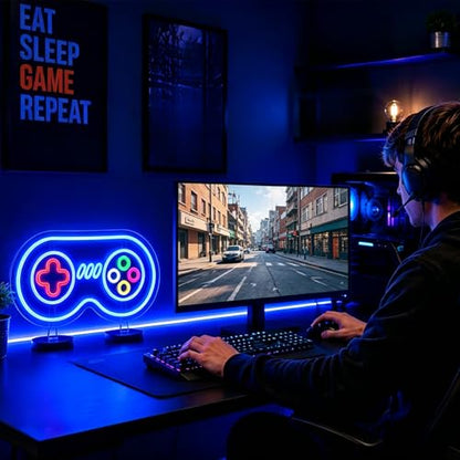 Gamer Neon Sign, Gaming Neon Signs for Wall Decor - Game LED Signs for Teen Boys Room, Gaming Room Decor - USB Powered Light Up Sign Decorations