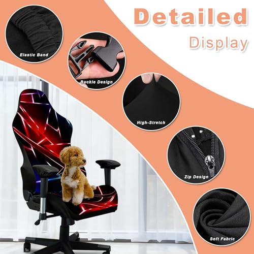 Gaming Chair Covers, 3D Printing Stretchable Soft Non-Slip Easy to Install Gamer Chair Cover with Armrest Cover(No Chair)(I) - color: I