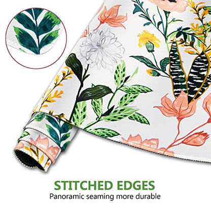 DINKY Keyboard Mouse Pad Set, Large Gaming Mousepad + Memory Foam Ergonomic Keyboard Wrist Rest Support, Easy Typing Pain Relief, 4Pcs (35.4" x 15.7") Extended Desk Mat -Beautiful Floral