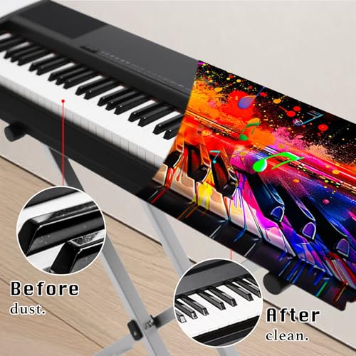 Nuxovilar Stretchy 88 Keys Keyboard Piano Dust Cover, Dust - Proof Elastic Milk Silk with Neon - Lit Keyboard Keys Pattern for Digital Electronic Keyboards - color: hd04644-B