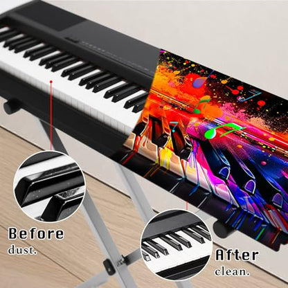 Nuxovilar Stretchy 88 Keys Keyboard Piano Dust Cover, Dust - Proof Elastic Milk Silk with Neon - Lit Keyboard Keys Pattern for Digital Electronic Keyboards - color: hd04644-B