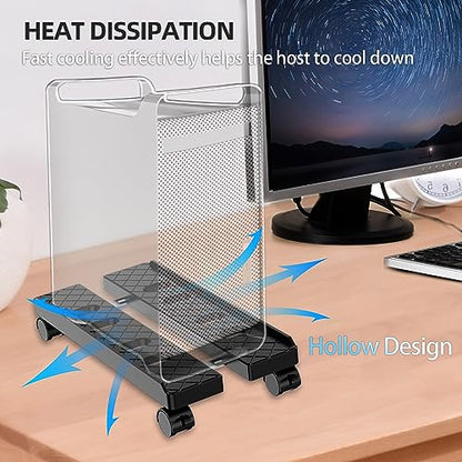 Adjustable Mobile CPU Stand, Ventilated Computer Tower Stand with 4 Caster Wheels Fits Most PC Tower, Under Desk CPU Holder PC Floor Cart Computer Riser for Gamers and Students (Large White) - color: Large White
