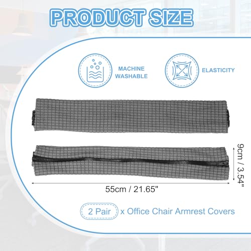 PATIKIL 22x4 in Office Chair Armrest Covers, 2 Pair Office Chair Arm Covers Long Computer Chairs Arm Rest Cover with Zipper Removable Rest Slipcover Hand Rest Protector, Dark Gray - color: Dark Gray