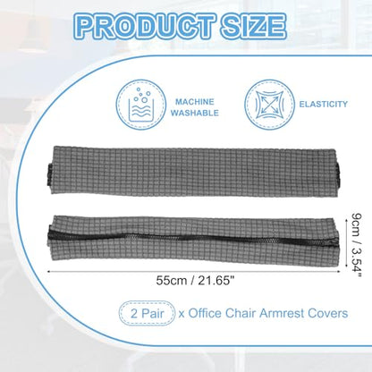 PATIKIL 22x4 in Office Chair Armrest Covers, 2 Pair Office Chair Arm Covers Long Computer Chairs Arm Rest Cover with Zipper Removable Rest Slipcover Hand Rest Protector, Dark Gray - color: Dark Gray
