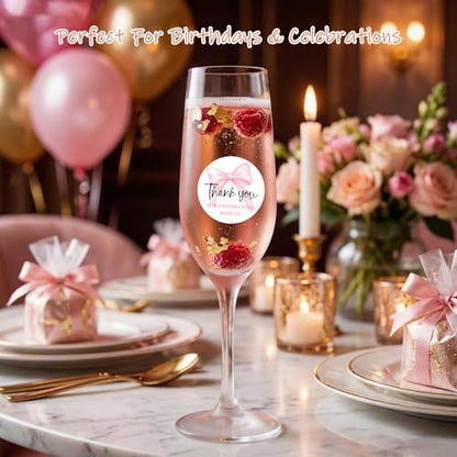 120 x Pink Bow Thank You Stickers, Coquette Wedding Favor Stickers for Bridal Shower, Blush Pink Ribbon Envelope Seals for Invitations, Gift Bags, Cookie Boxes & Party Favors, 1.6 Inch - style: With us