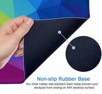 Gaming Mouse Pad XXL XL Large Mouse Pad Mat Long Extended Mousepad Desk Pad Non-Slip Rubber Mouse Pads Stitched Edges Thin Pad (31.5x15.7 Inch) Rainbow Triangular - color: Rainbow Triangular, size: 31.5L x 15.7W inches